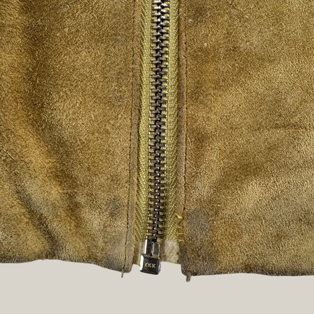 Vintage Banana Republic Suede Leather Vest Womens 4 Mustard Yellow Zip Front - Picture 7 of 12